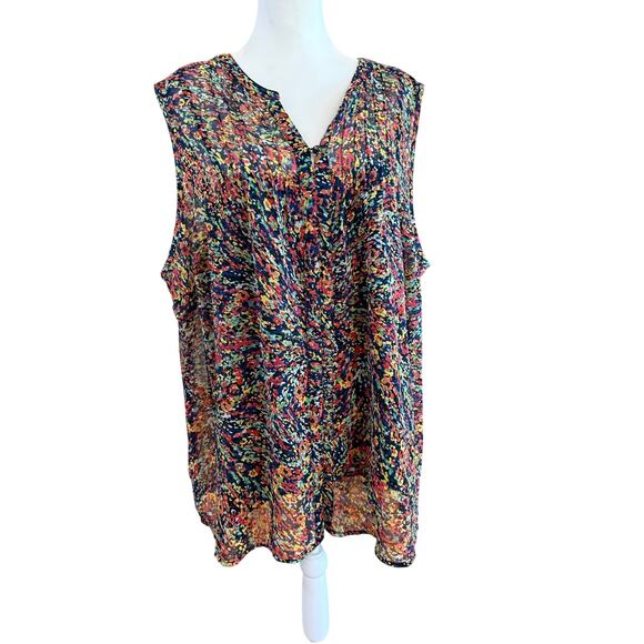 Liz Claiborne Blouse Plus Size 3X Sleeveless Multicolor - Picture 1 of 5